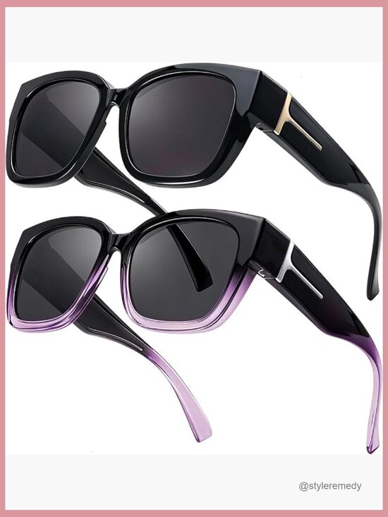 Polarized Fit Over Sunglasses Square Oversized Frame UV Protection main image 7